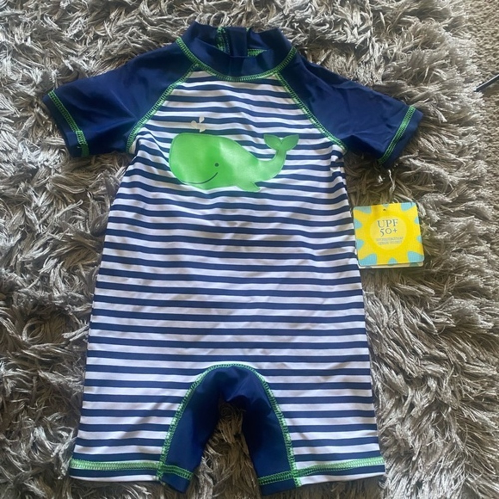 Navy and White Striped Kids size 18months Whale Design suit